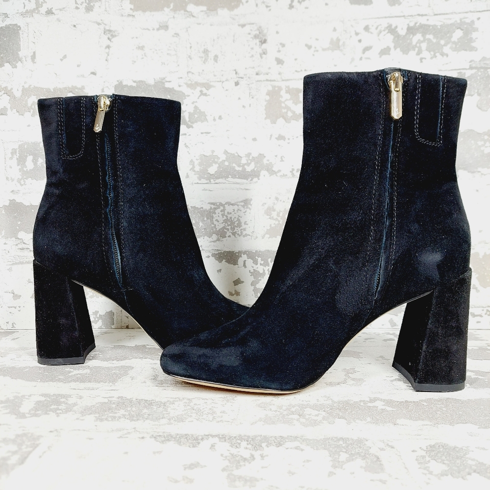 Sam Edelman Codie Black Suede Leather Block Heel Ankle Boots  M372 - Picture 5 of 12